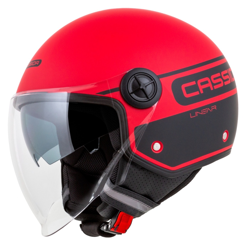 Otvorená prilba na motocykel Cassida Handy Plus Linear červeno-čierna