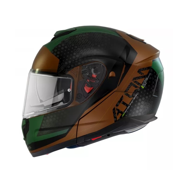 Vyklápacia prilba na motocykel MT Atom SV Adventure A6 čierno-hnedo-zelená