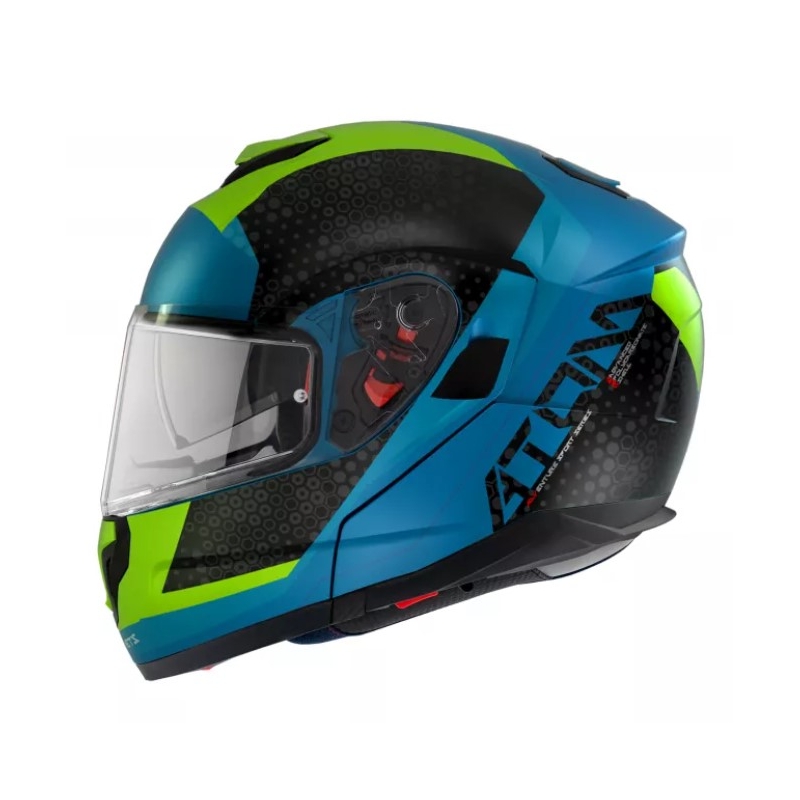 Vyklápacia prilba na motocykel MT Atom SV Adventure A7 čierno-zeleno-modrá