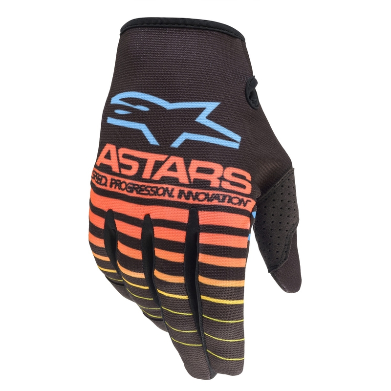 Detské motokrosové rukavice Alpinestars Radar čierno-oranžovo-fluo žlté
