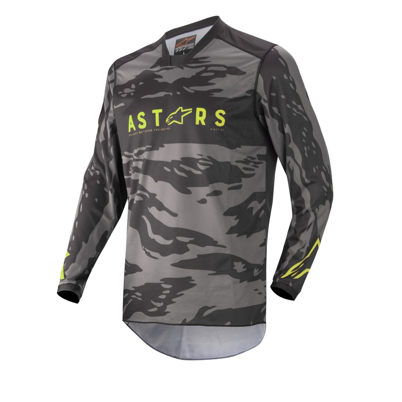 Detský motokrosový dres Alpinestars Racer Tactical camo čierno-šedo-fluo žltý