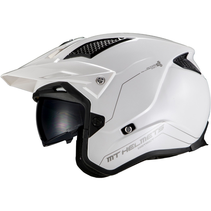 Otvorená trialová prilba na motocykel MT District SV Solid A0 bielá