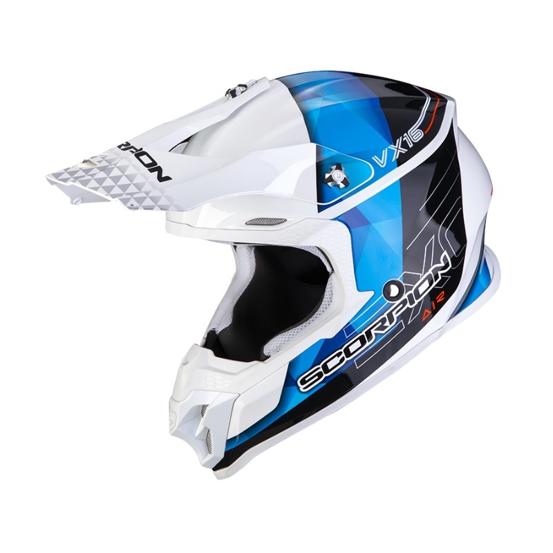 Motokrosová prilba Scorpion VX-16 EVO AIR GEM bielo-čierno-modrá
