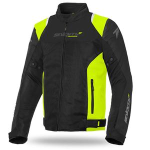 Bunda na motocykel SEVENTY DEGREES SD-JR48 čierno-fluo žltá
