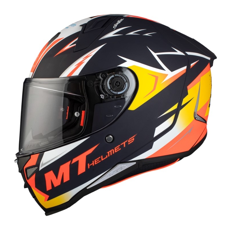 Integrálna prilba na motocykel MT FF110 Revenge 2 S Acosta A37 čierno-oranžovo-biela matná