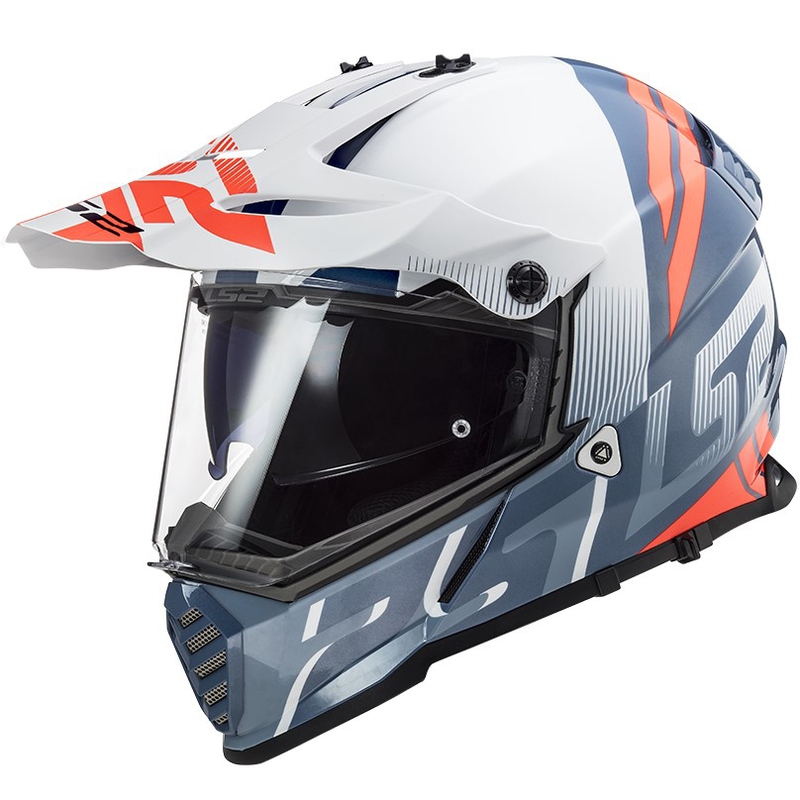 Enduro prilba LS2 MX436 Pioneer EVO Evolve bielo-modro-oranžová