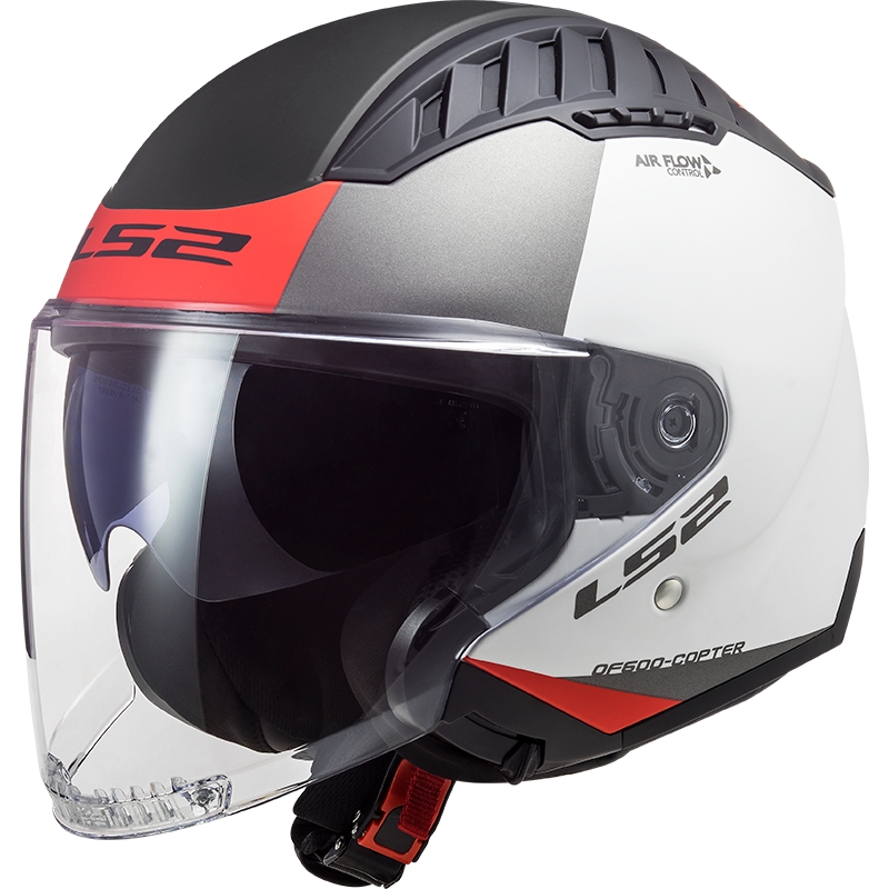Otvorená prilba na motocykel LS2 OF600 Copter II Urbane 06 bielo-červená