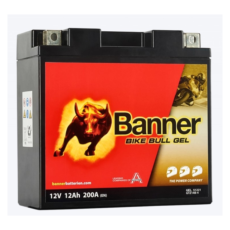 Gélová batéria Banner Bike Bull Gel 12V, YT14B-4, 12AH, 200A