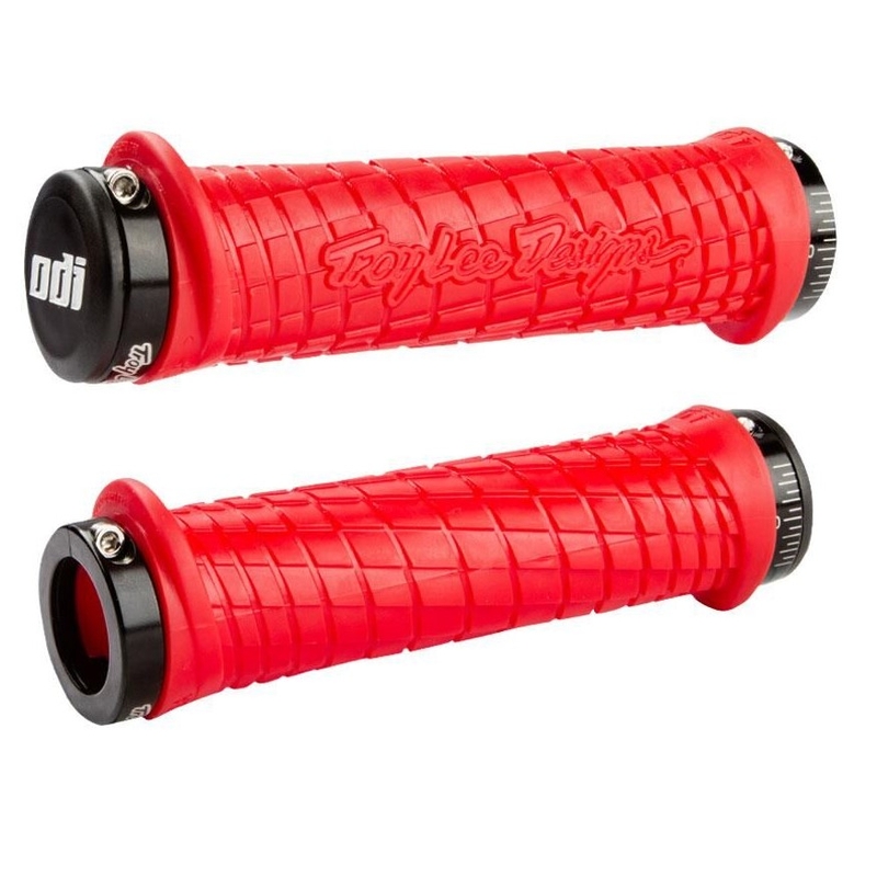 Gripy ODI TROY LEE DESIGNS SIGNATURE ATV LOCK-ON červeno-čierné