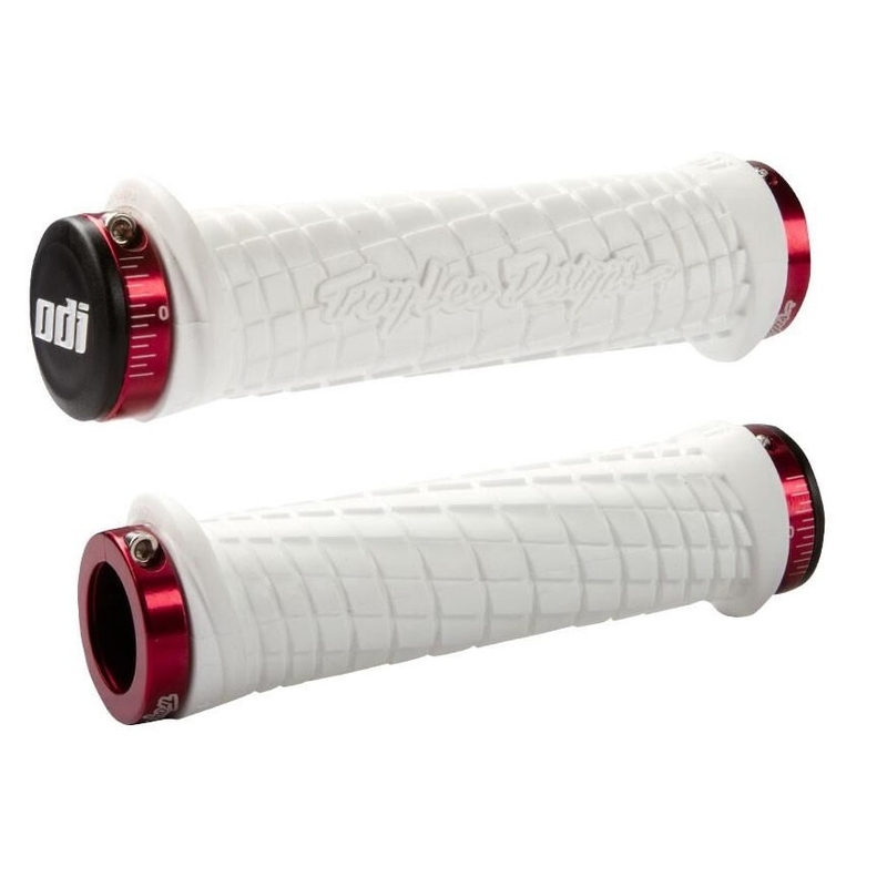 Gripy ODI TROY LEE DESIGNS SIGNATURE ATV LOCK-ON bielo-červené