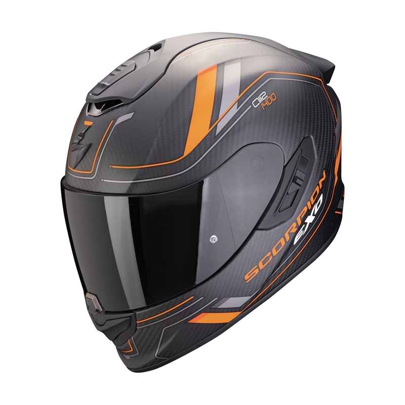 Integrálna prilba na motocykel Scorpion EXO-1400 EVO II CARBON AIR MIRAGE matná čierno-oranžová výpredaj