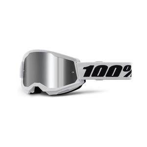 Motokrosové okuliare 100% STRATA 2 New biele (strieborné plexi)