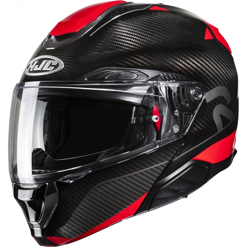Odklápacia prilba na motocykel HJC RPHA 91 CARBON Noela MC1 čierno-červená výpredaj