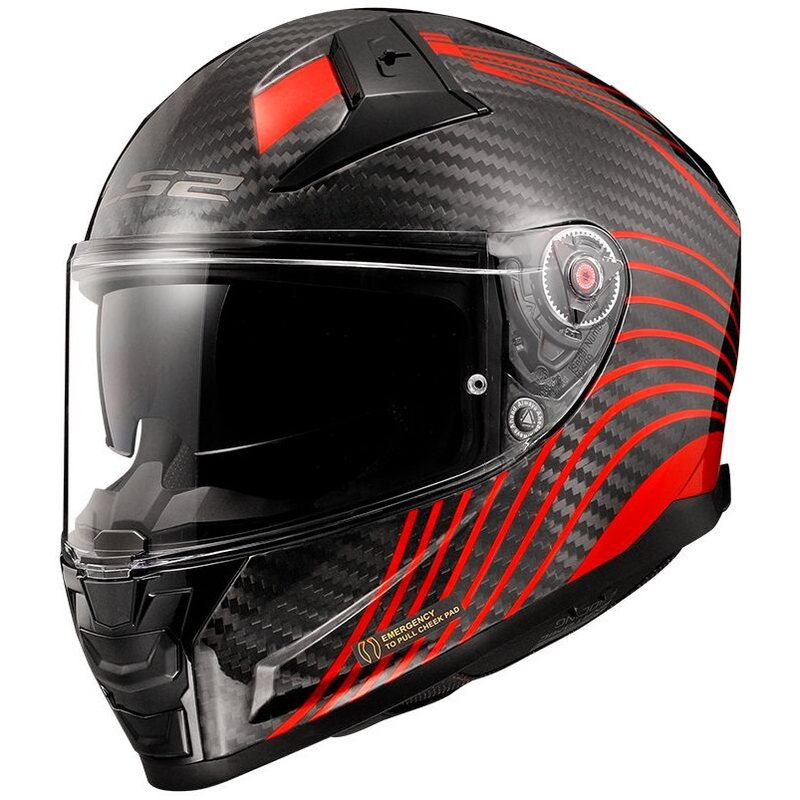 Integrálna prilba na motocykel LS2 FF811 Vector II Carbon Flux čierno-červená