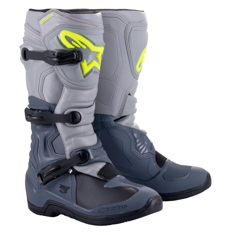 Topánky na motorku Alpinestars Tech 3 svetlo šedo-čierno-fluo žlté