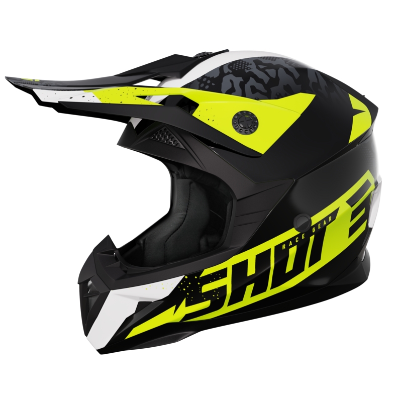 Motokrosová prilba na motorku Shot Pulse Airfit čierno-bielo-fluo žltá lesklá výpredaj