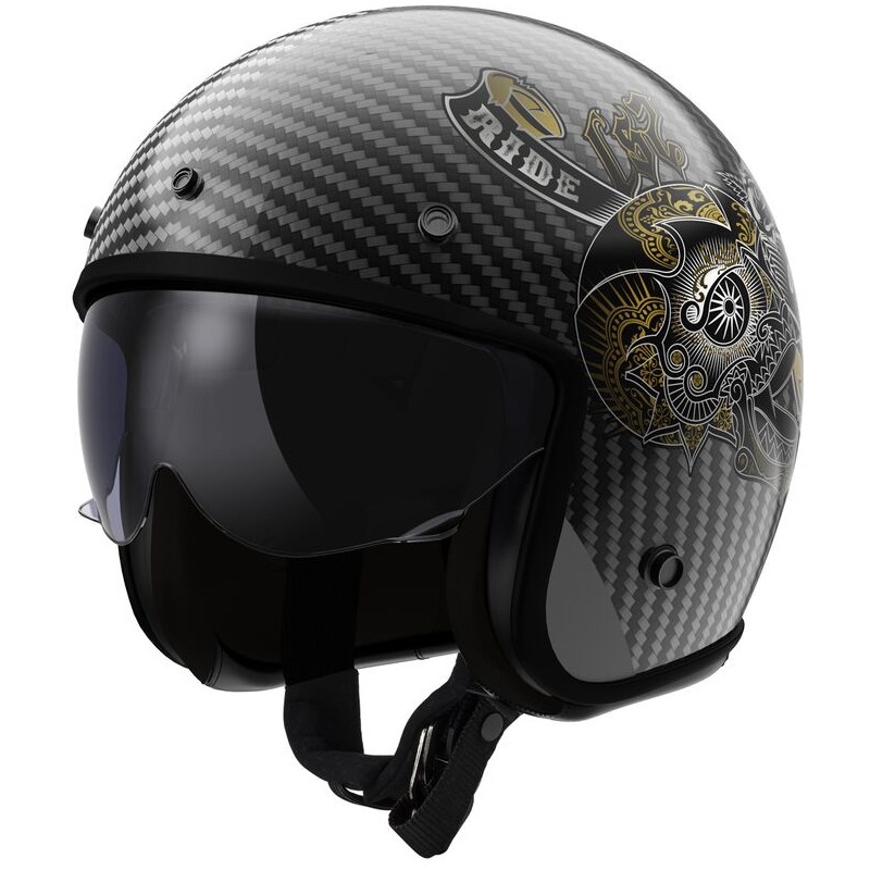 Otvorená prilba na motocykel LS2 OF601 Bob II Carbon Custom čierna lesklá