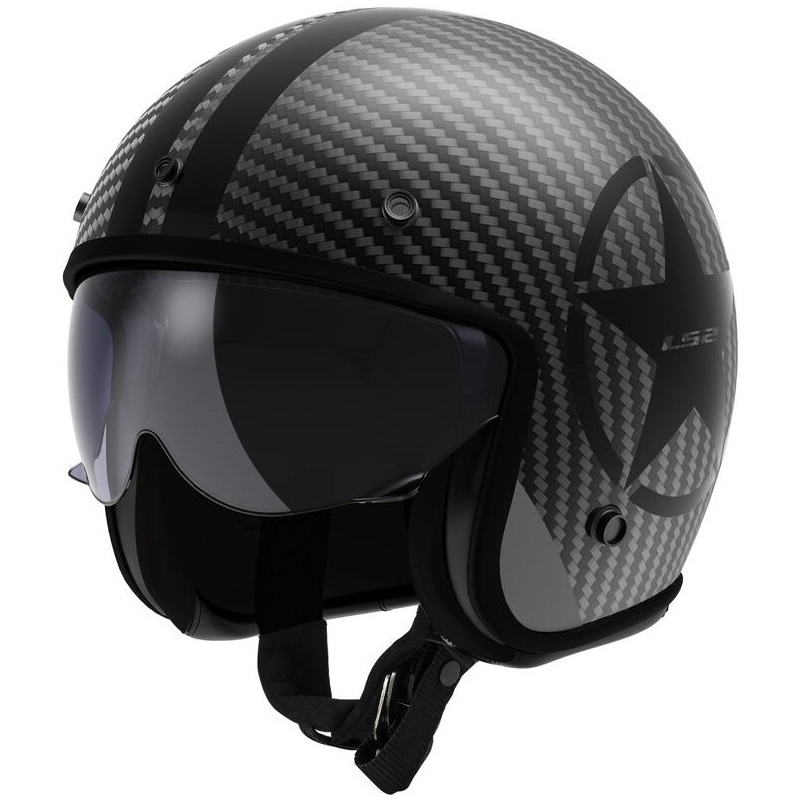 Otvorená prilba na motocykel LS2 OF601 Bob II Carbon Star čierna matná