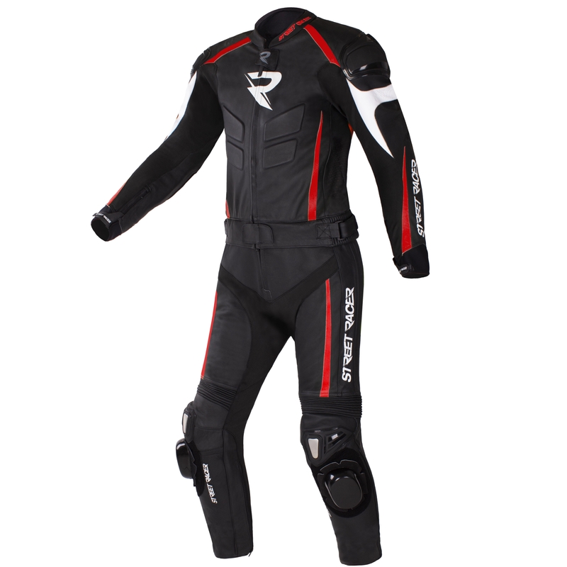 Kombinéza na motocykel Street Racer Fast Track 2 čierno-bielo-červená - II. akosť
