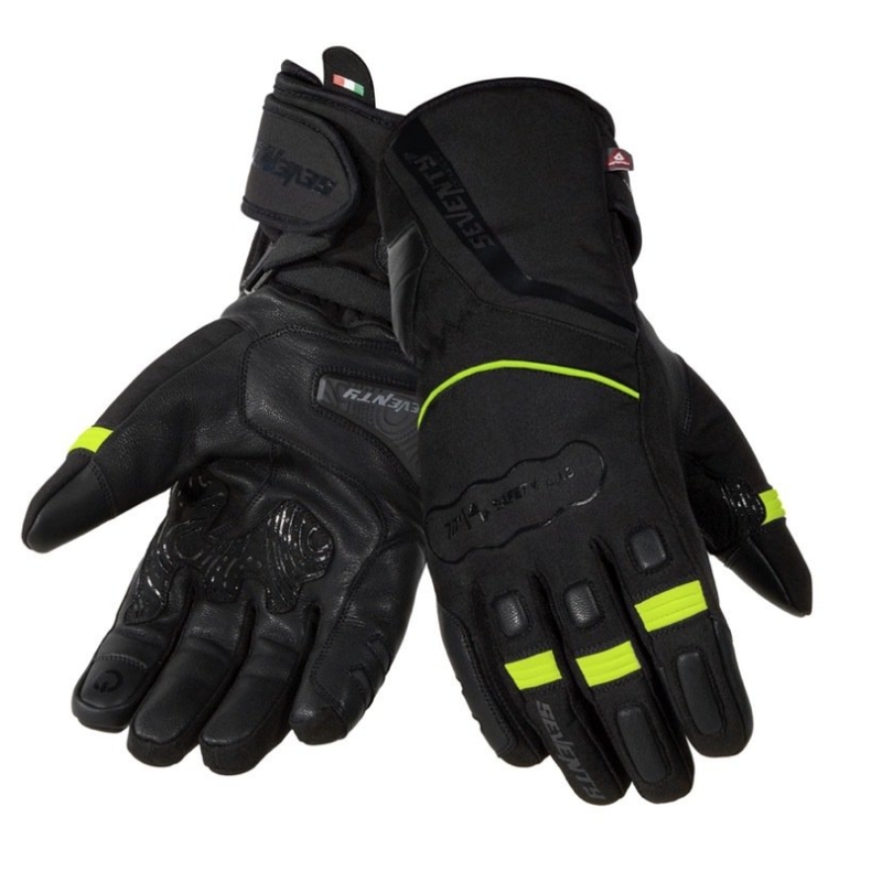 Rukavice na motocykel SEVENTY DEGREES SD-T7 čierno-fluo žlté
