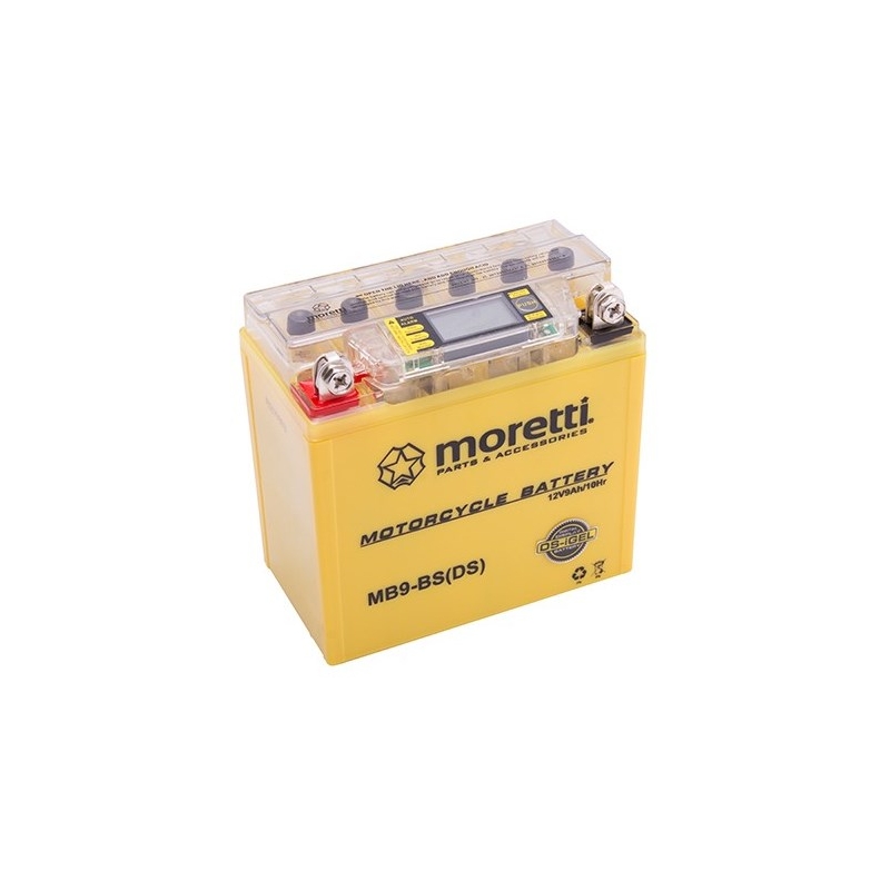 Bezúdržbová gélová batéria Moretti MB9-BS, 12V 9Ah s meračom napätia