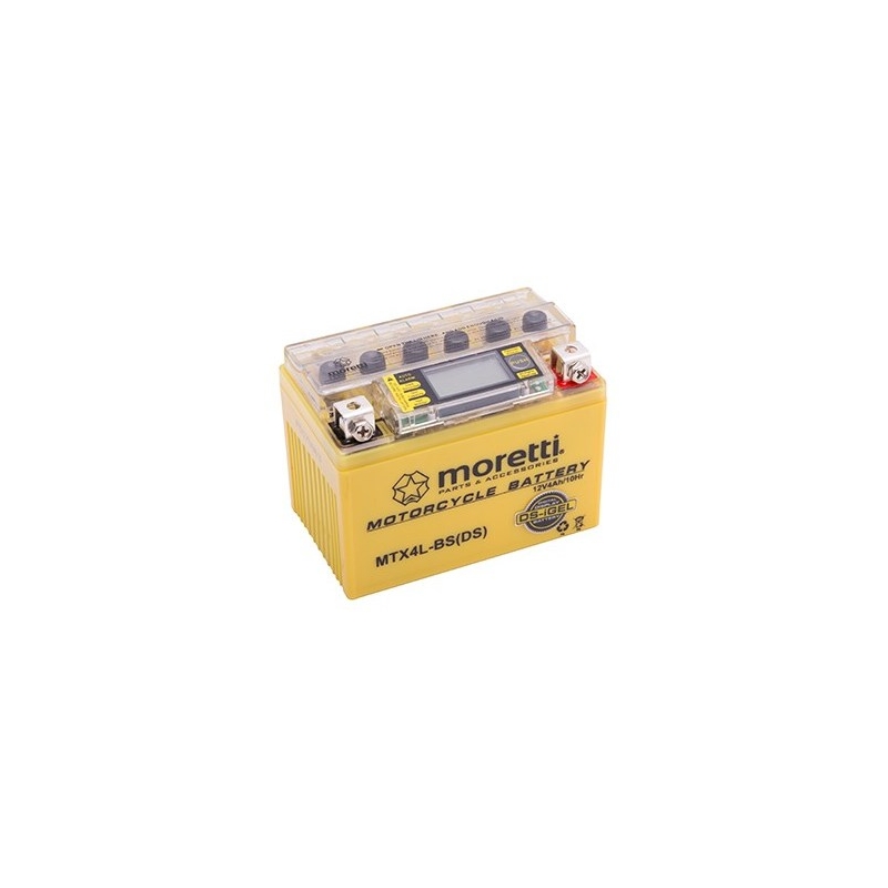 Bezúdržbová gélová batéria Moretti MTX4L-BS, 12V 4Ah s meračom napätia