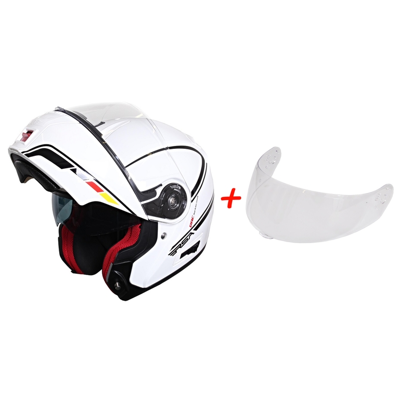 SET: Vyklápacia prilba na motorku RSA TR-01 + číre plexi