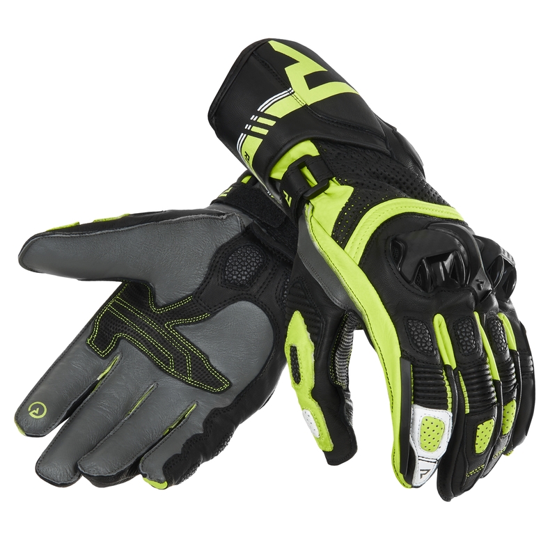Rukavice na motocykel Rebelhorn ST Long čierno-šedo-fluo žlté výpredaj