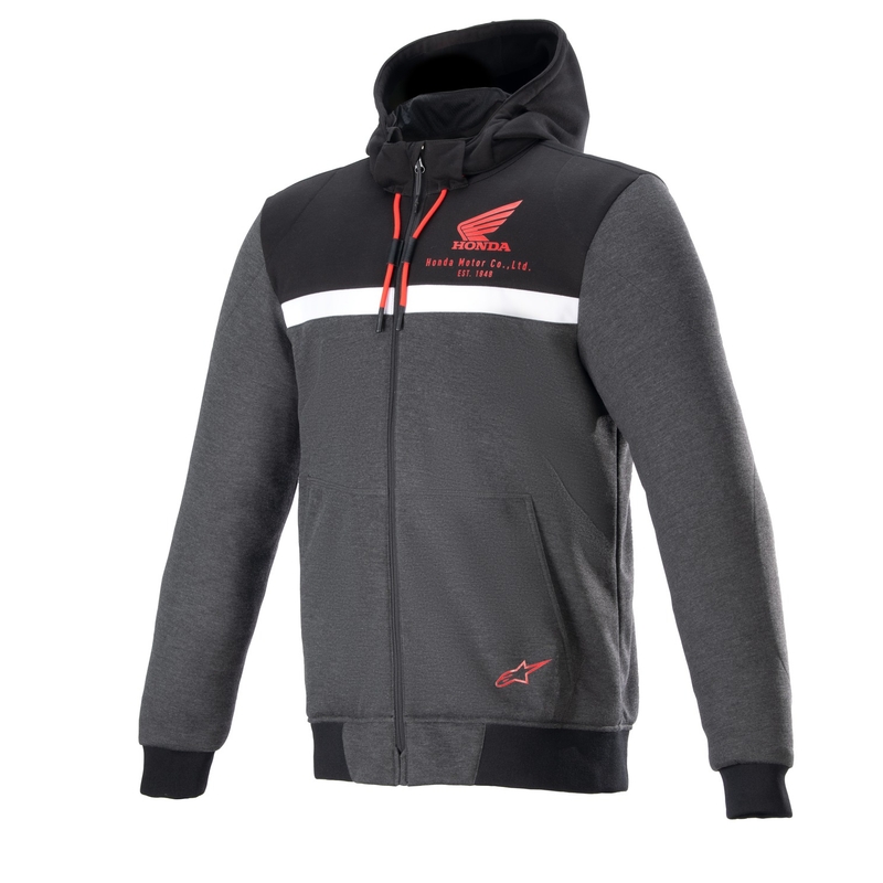 Mikina na motorku Alpinestars Chrome Street Hoodie Honda čierno-šedo-červená