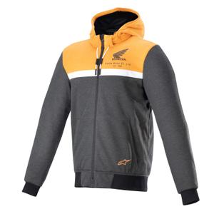Mikina na motorku Alpinestars Chrome Street Hoodie Honda čierno-šedo-oranžová