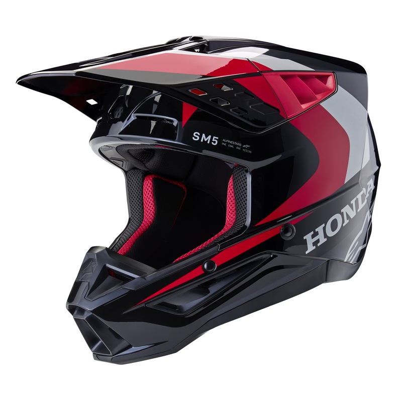 Motokrosová prilba Alpinestars S-M5 Honda kolekcia čierno-červeno-šedá