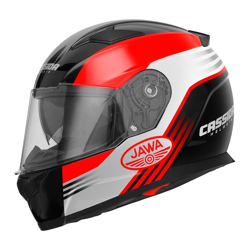 Prilba na motorku Cassida Apex Jawa - červeno-čierno-šedá