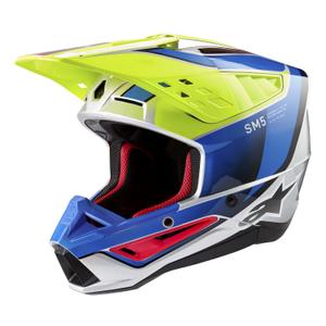 Motokrosová prilba Alpinestars S-M5 Sail fluo žlto-modro-strieborná