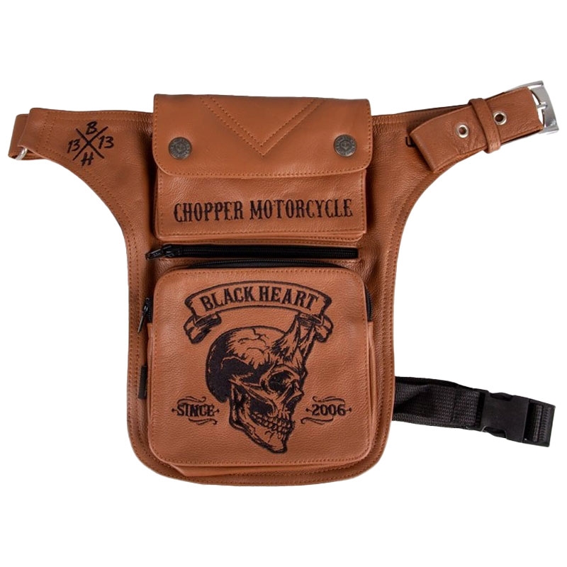 Vrecko stehenné Black Heart W-TEC Devil Skull Brown Leather hnedý