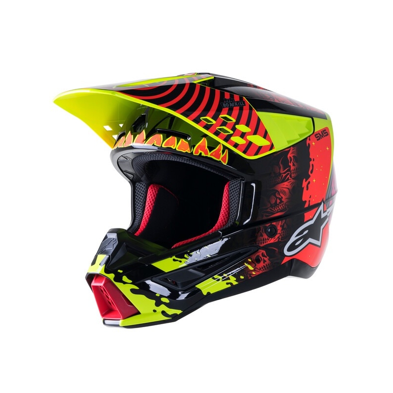 Motokrosová prilba Alpinestars S-M5 Solar Flare fluo žlto-fluo červeno-čierna