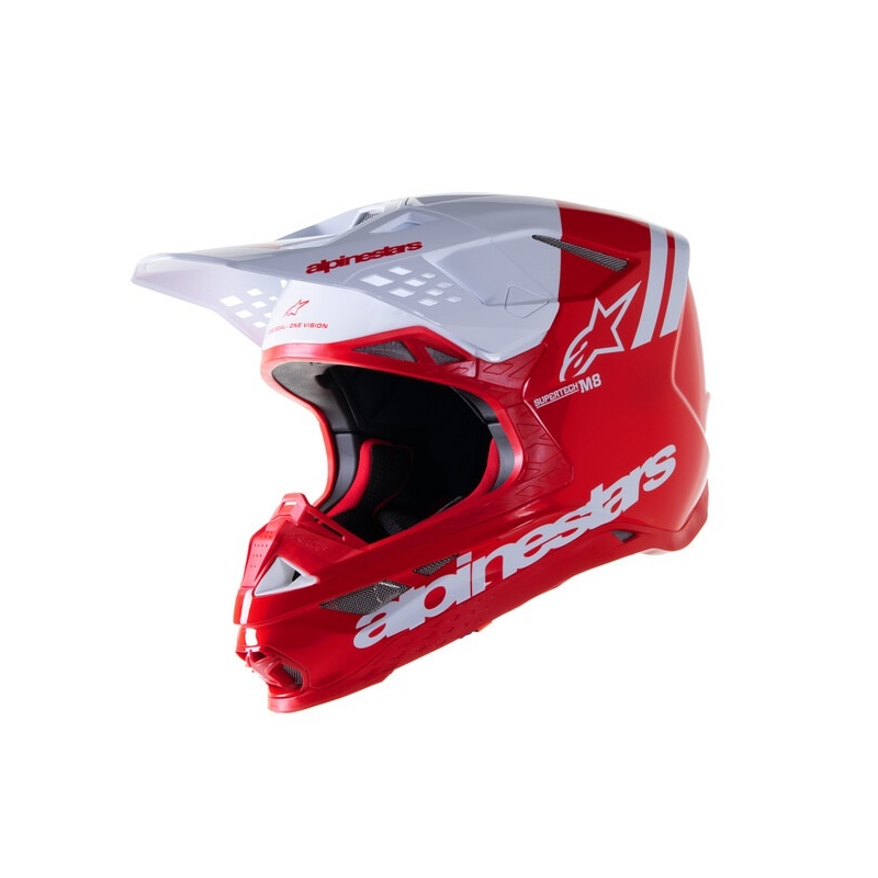 Motokrosová prilba Alpinestars Supertech S-M8 Radium 2 červeno-biela