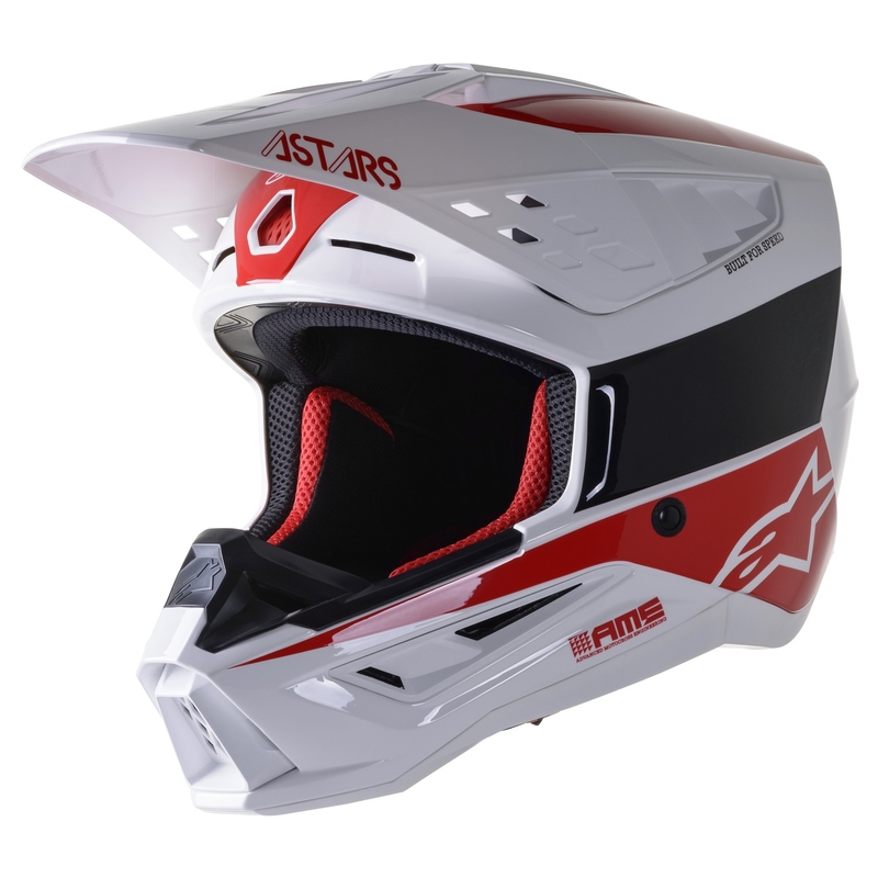Motokrosová prilba Alpinestars S-M5 Bond bielo-červená lesklá