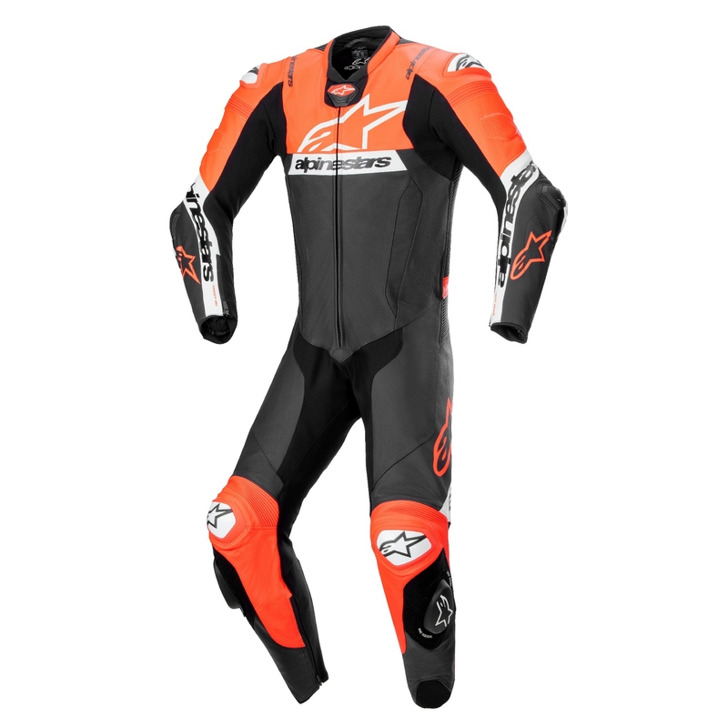 Kožená kombinéza na motorku Alpinestars Missile 2 Ward čierno-fluo červeno-biela