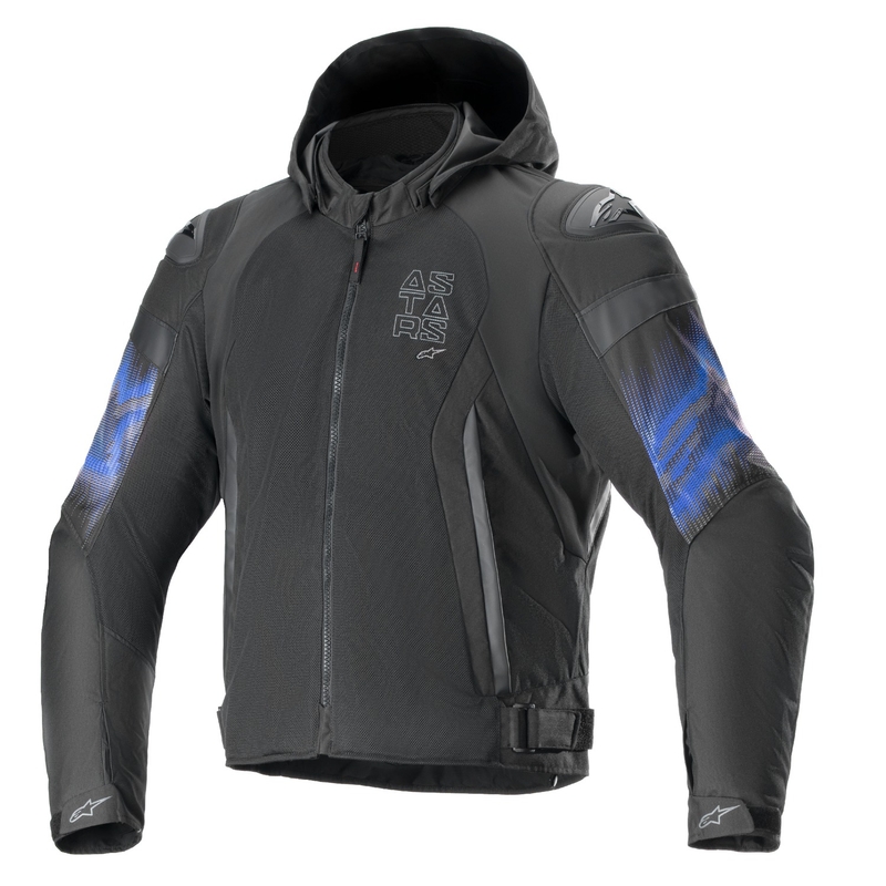 Bunda na motorku Alpinestars Zaca Air Venom Waterproof čierno/fluo modrá