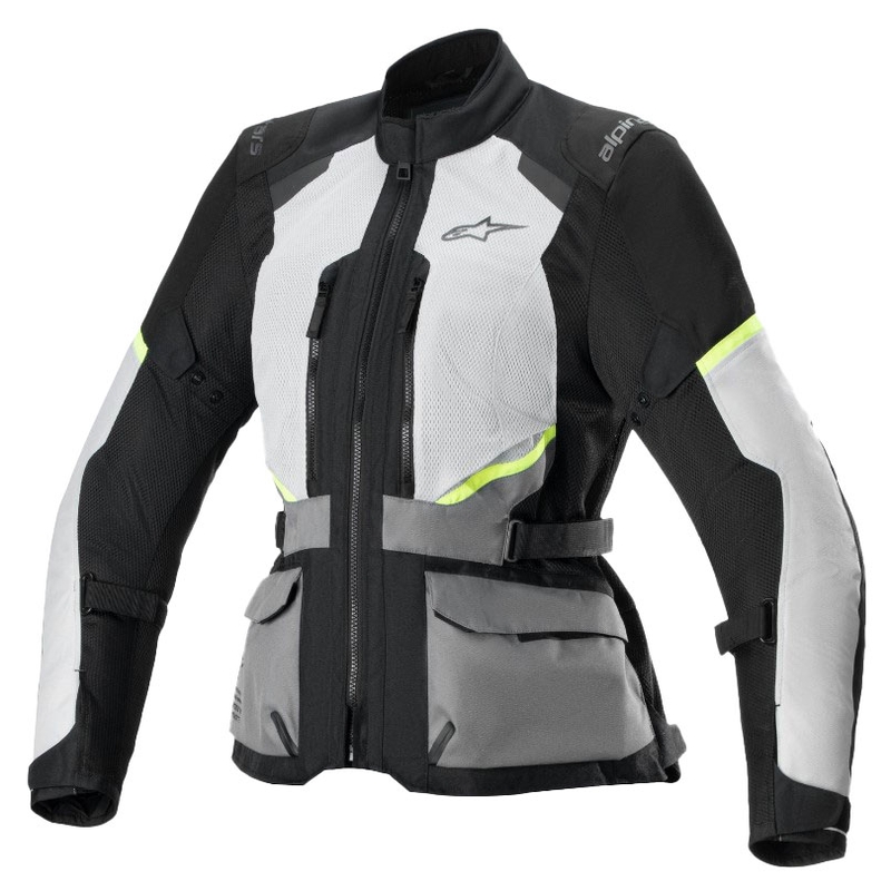 Dámska bunda na motorku Alpinestars Stella Andes Air Drystar svetlo šedo-tmavo šedo-čierno-fluo žltá