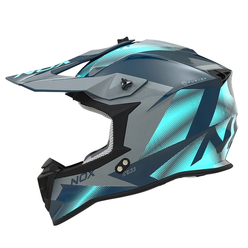 Motokrosová prilba NOX N633 fluo modro-šedá