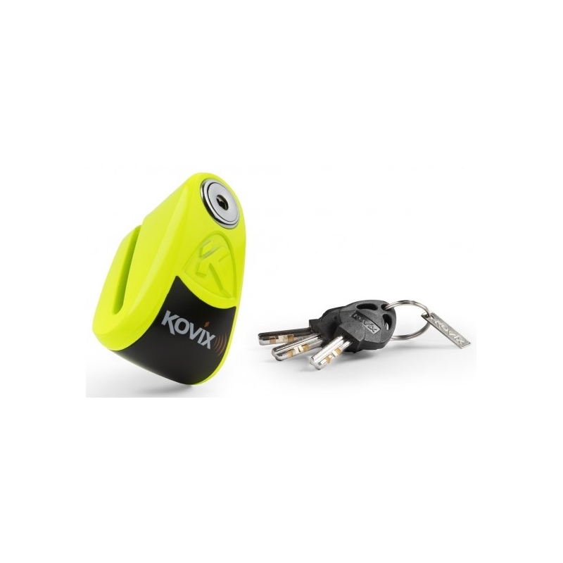 Zámok na kotúčovú brzdu s alarmom KOVIX KAZ10 fluo žltý