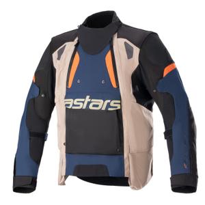 Bunda na motorku Alpinestars Halo Drystar tmavo modro-khaki-oranžovo-čierna