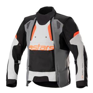 Bunda na motorku Alpinestars Halo Drystar svetlo sivo-tmavo sivo-čierno-fluo červená