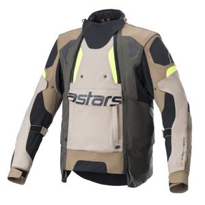 Bunda na motorku Alpinestars Halo Drystar khaki-béžovo-fluo žltá