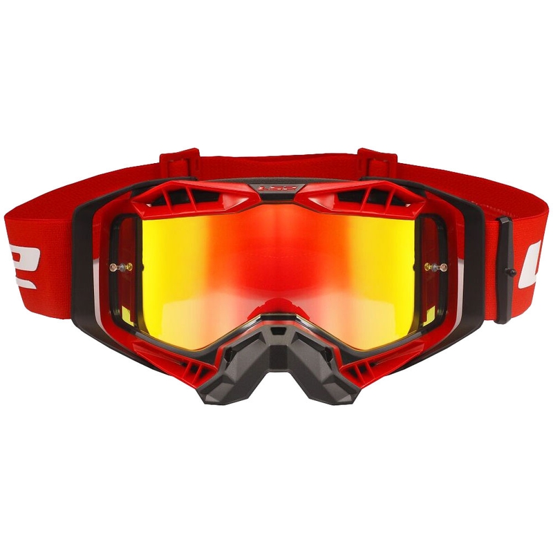 Motokrosové okuliare LS2 Aura PRO čierno-červené irídiové plexi
