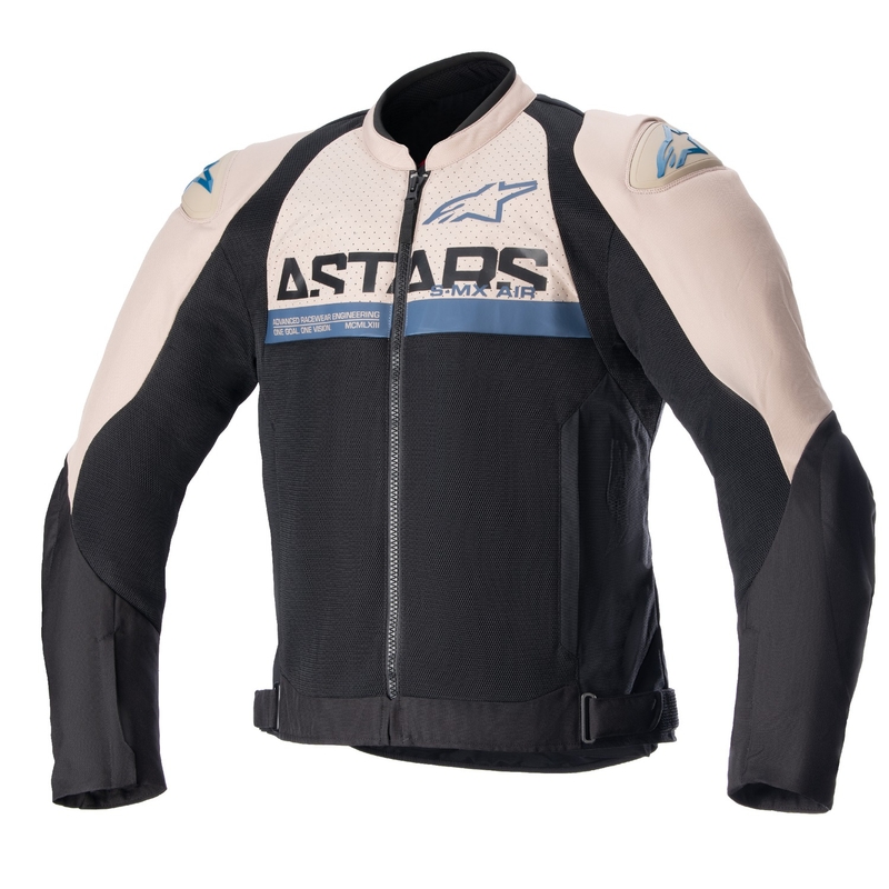 Bunda na motorku Alpinestars SMX Air svetlo hnedo-čierno-modrá