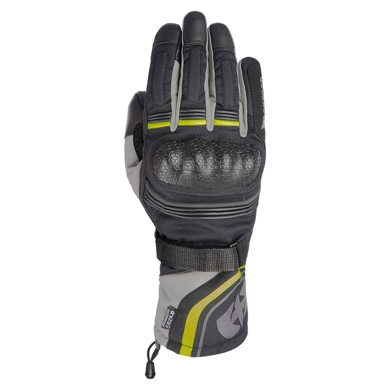 Rukavice na motorku Oxford Montreal 4.0 DRY2DRY™ čierno-šedo-fluo žlté