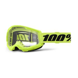 Detské motokrosové okuliare 100% STRATA 2 neón žlté číre plexi