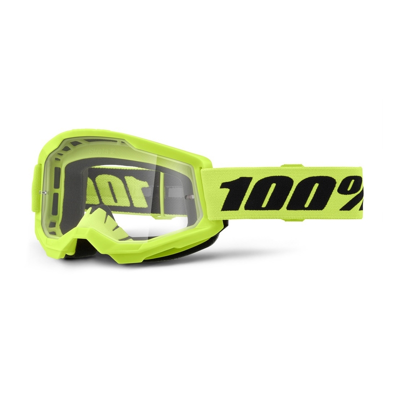 Detské motokrosové okuliare 100% STRATA 2 neón žlté číre plexi